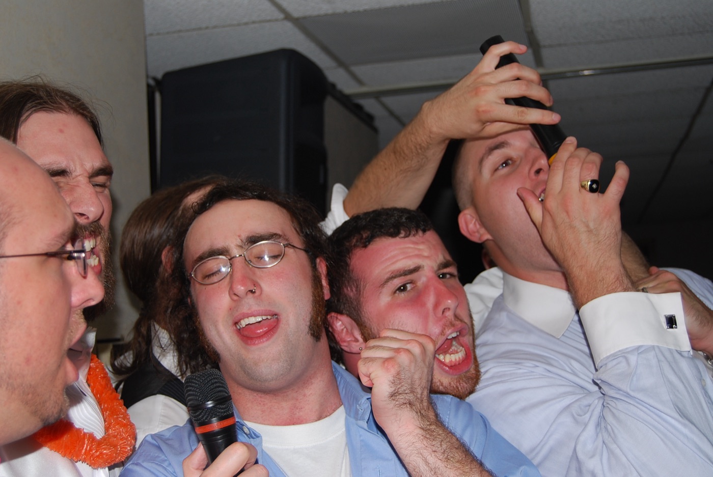 Guests singing karaoke together